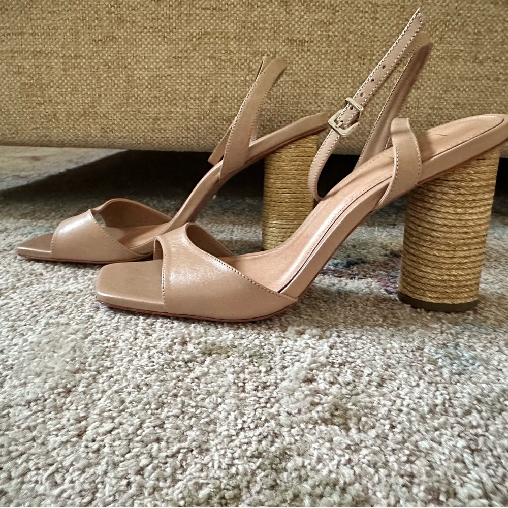 RAYE Tan Slingback Heels with Textured Finish
